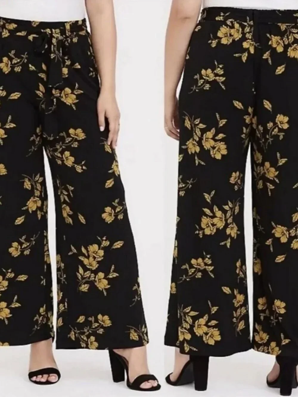 Torrid Black & Gold Floral Studio Knit Wide Leg Pants 2X - Picture 2 of 8